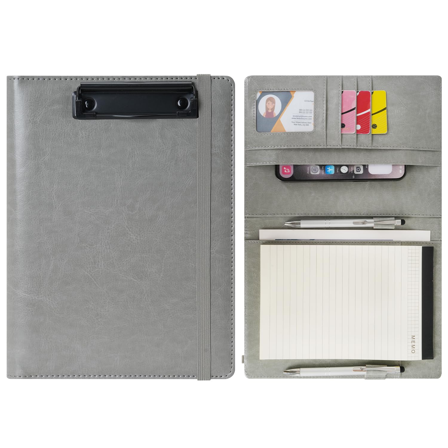 Portadocumenti Wonderpool A5 In Pelle PU - Blocco Note Integrato, Multitasche, Verde - Foto 5