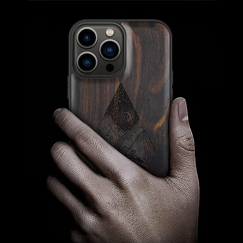 Miniatura 93 de Carveit Funda magnética de madera para iPhone 13 Pro [madera natural y TPU suave negro] funda protectora de madera única y elegante a prueba
