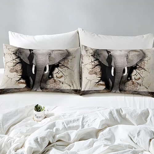 Miniatura 2 de Erosebridal Funda de edredón de elefante, tamaño matrimonial, funda de edredón de animales de safari africano para niños, adultos, hombres, vida