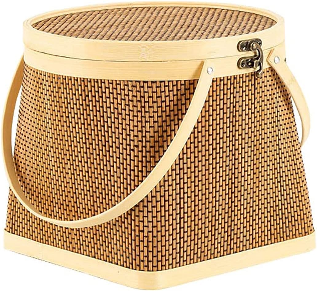 ZCM HAPPY Portable Bamboo Basket Gift Storage Basket Gift Box