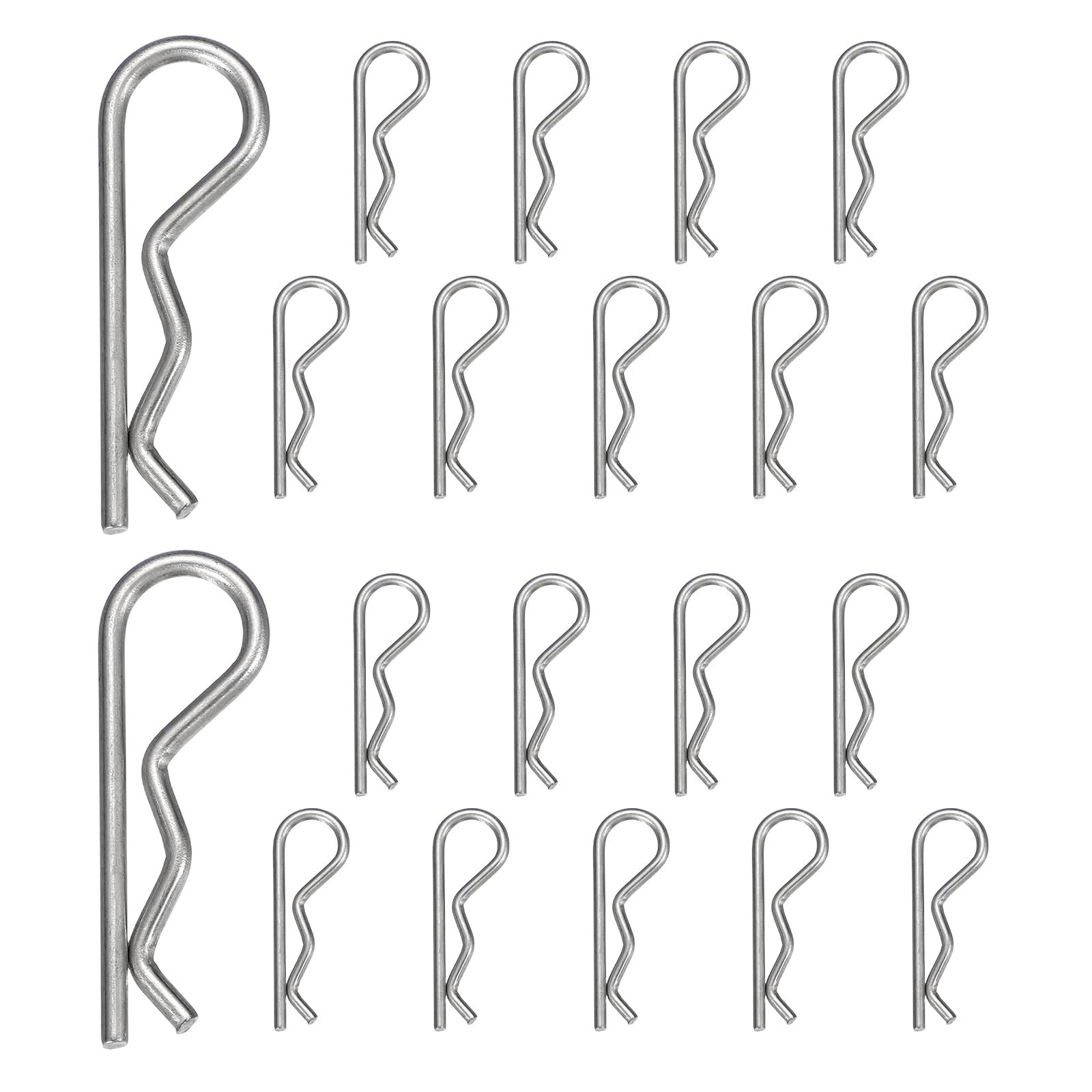 sourcing map 20pcs Cotter Pins (M2.5 x 45mm) - Heavy Duty R Clips Hitch Pin Clip Hardware Pins 304 Stainless Steel Spring Fasteners, for Trailer/Lawn Mowers/Tractor/Truck