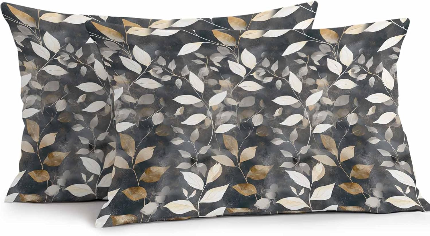 T&H XHome Outdoor Waterproof Throw Pillow Covers 20"x12" Set of 2 Minimalist Style Leaf Plant Decorative Cushion Cover Pillowcase for Garden Patio Tent Beach Bedroom Living Room Sofa Couch