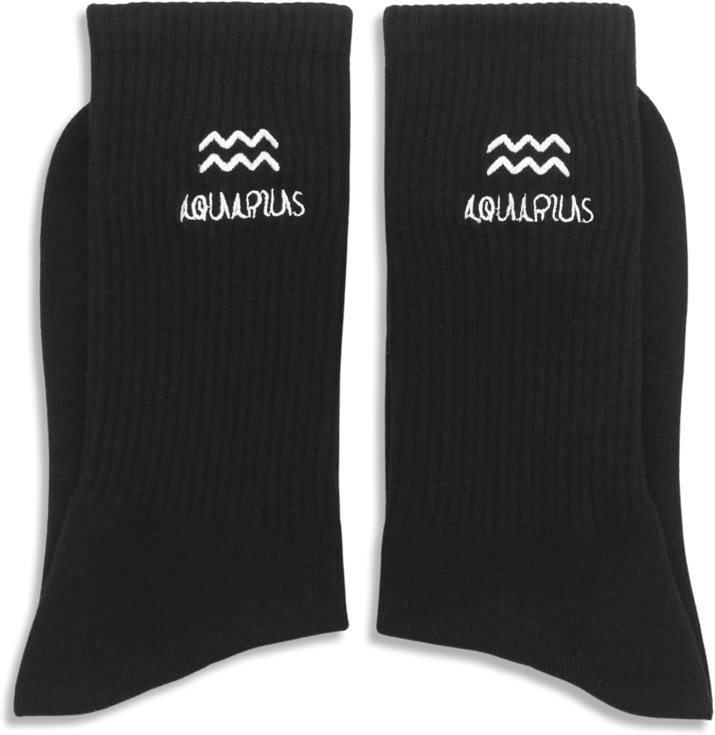 Astrology Gifts for Women, Constellation Embroidered Socks, Black Crew Socks for Women Men.