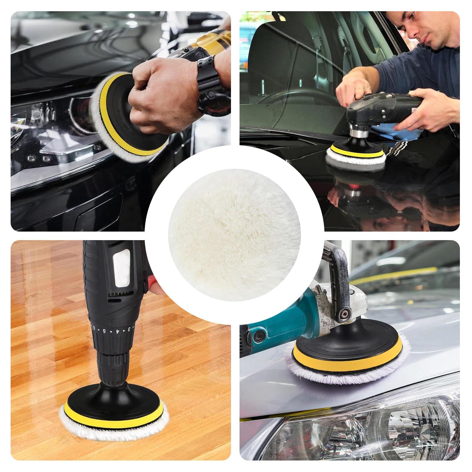 Dischi Lucidatura Lana D'Agnello 125mm - Per Levigatrice Orbitale Bosch, Con Velcro - Foto 6