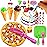 FUNERICA Play Food Goodies Set - Features Cutting Pizza, Ice Cream, Toy Birthday Cake, Fries, Dessert - Pretend Kitchen Toys for Toddlers, Boys, Girls