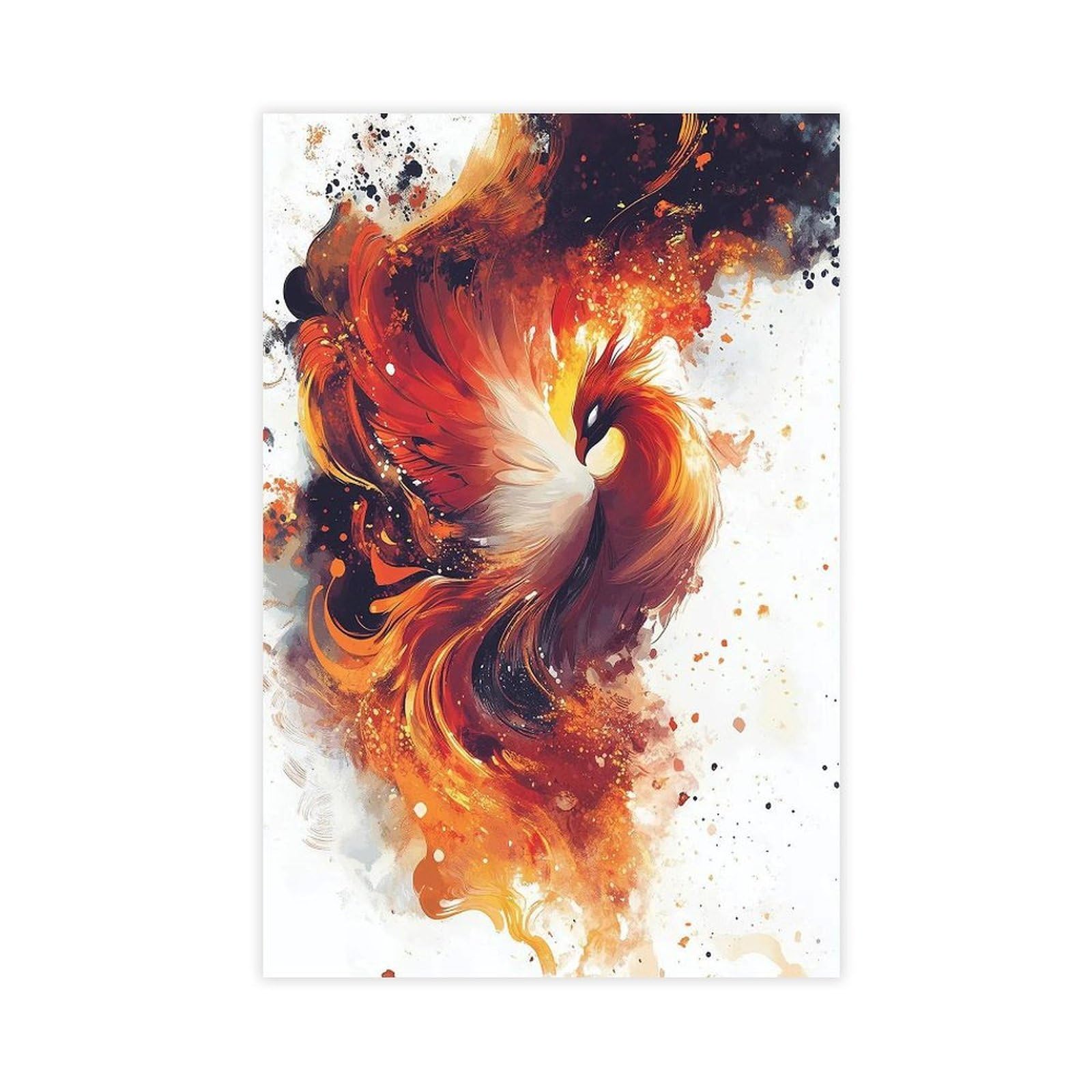 Bareronor Fire Phoenix Poster Canvas Poster Bedroom Decor Landscape Office Room Decor Gift 24" L X 36" W