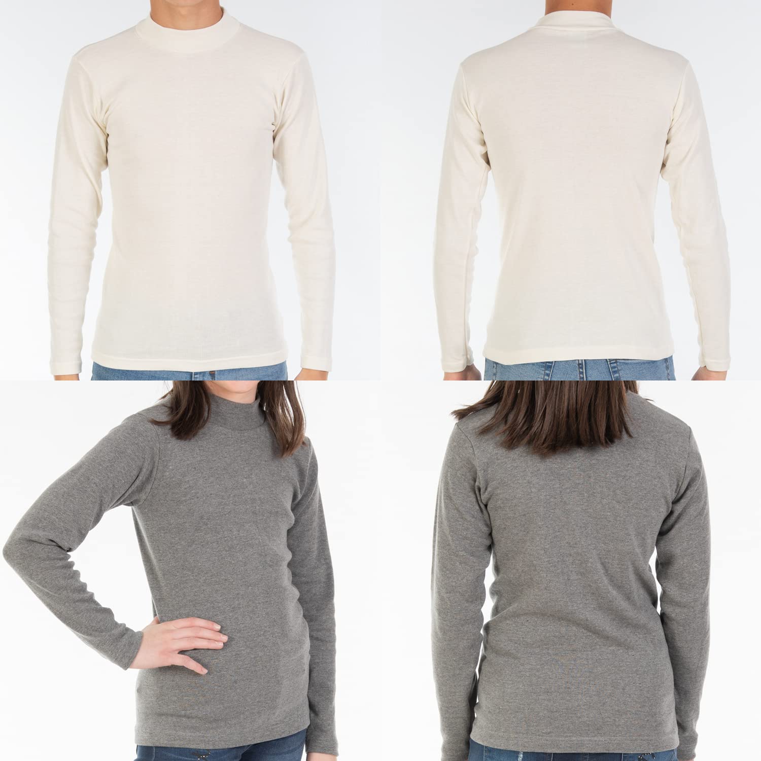 Pack de 2 Semicisne Lacotex Infantil L127 de Algodón, Manga Larga, Cuello Medio. Camiseta Unisex con Interior Cálido.