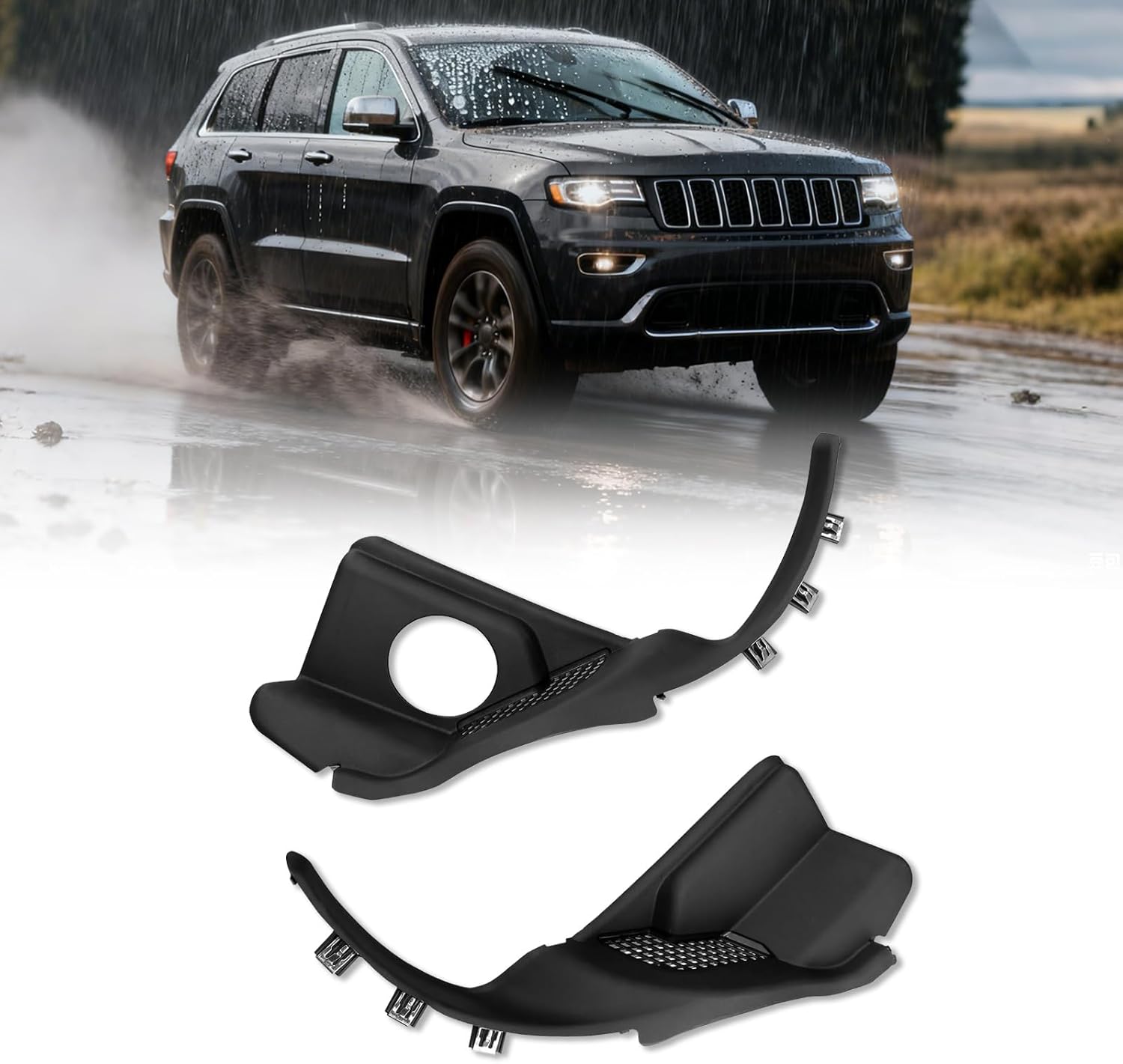 Windshield Wiper Cowl Panel Grille Compatible with Jeep Grand Cherokee 2016-2022 1Pair Front Window Cover Insert Panel 55112951AC 55112952AC