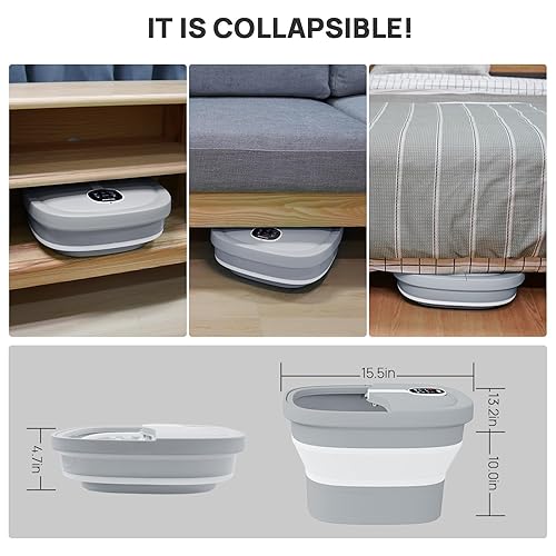 Miniatura 6 de HOSPAN Masaje giratorio eléctrico plegable para pies, baño de pies con calor, burbujas, control remoto y 24 bolas de masaje Shiatsu motorizadas. Spa