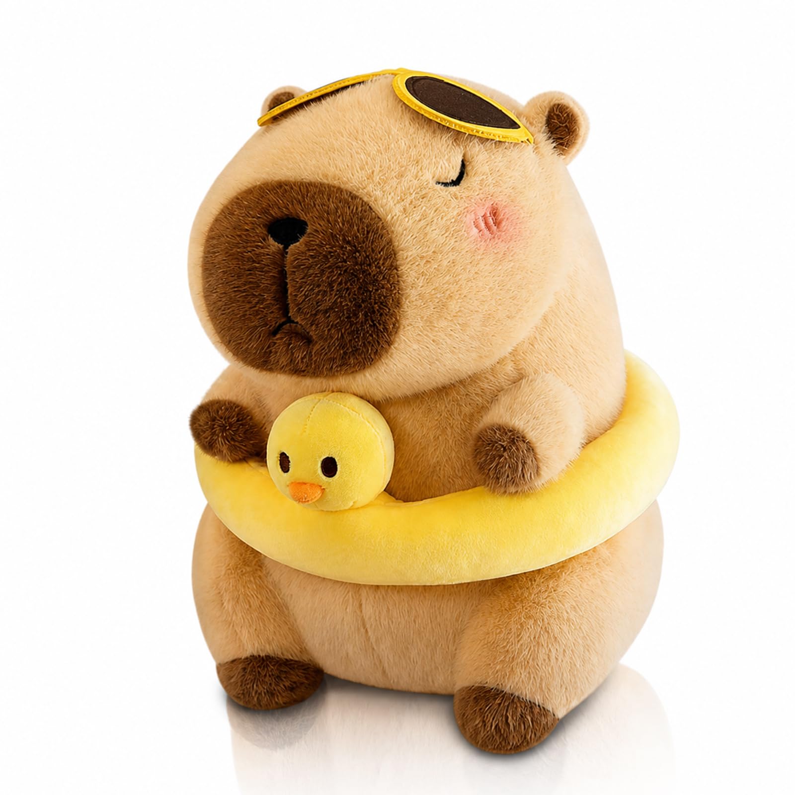 EujRcf Capybara Plush Toy, Capybara Toy with Duck Swimming Rings, Cute Capybara Teddy Plush Toy, Girls Boys Kids Pillow Capybara Gifts Christmas Birthday Carnival Cartoon Soft Toy