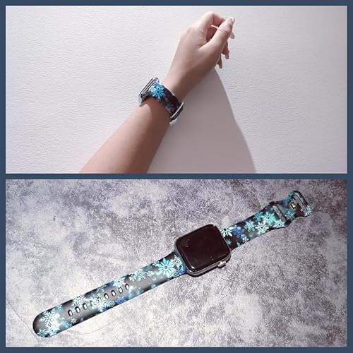 Miniatura 6 de Sonwflakes - Correa de reloj compatible con Apple Watch de 1.496 in 1.575 in 1.614 in 1.654 in 1.732 in 1.772 in 1.929 in, correa de silicona suave,