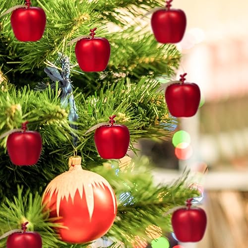 Miniatura 8 de BESPORTBLE 24pcs Adornos colgantes de Navidad Simulación de plástico Apple colgante colgante para decoraciones de árbol de Navidad