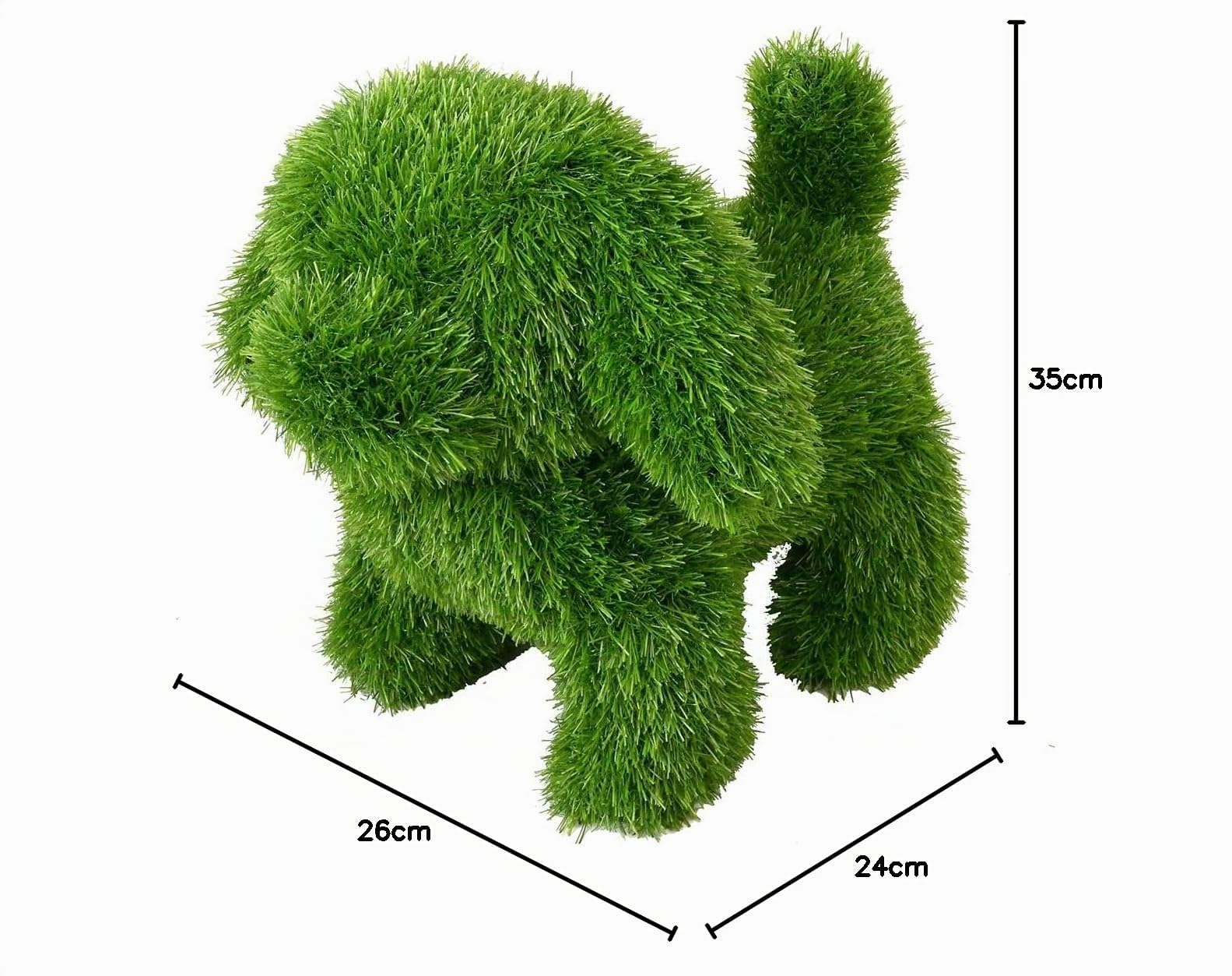 Sculptures d'art innovantes en herbe artificielle Lapin Ours Chien Décoration de jardin en herbe (Chien, 35 cm)