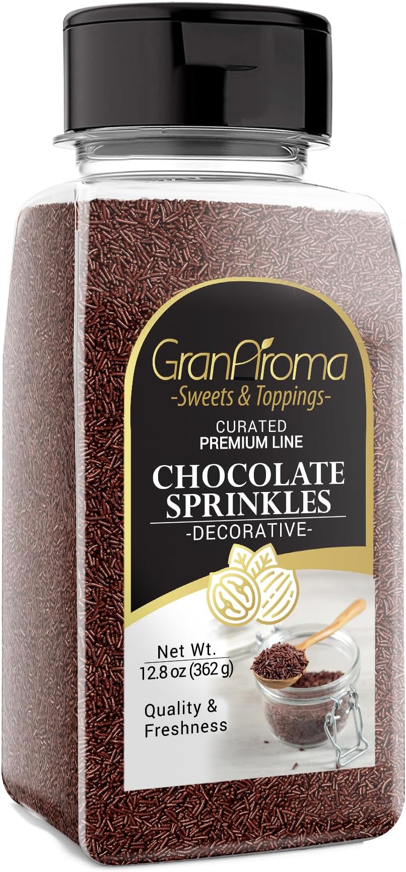 GranAroma Chocolate Sprinkles, Decorative, Cakes & Cupcakes (12.8 Ounce)
