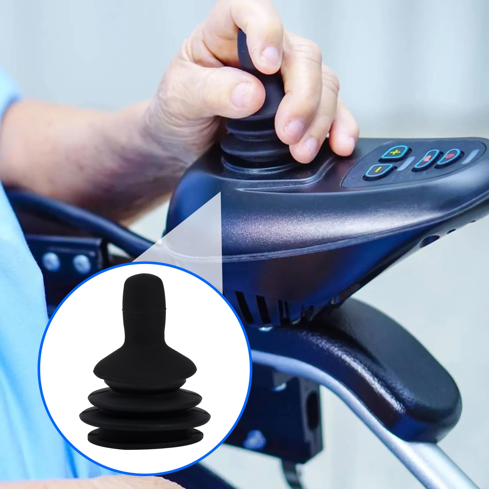 4 pomos y polainas para mando de silla de ruedas, accesorios para palanca de mando, tapa de botón para scooter de movilidad eléctrica, color negro