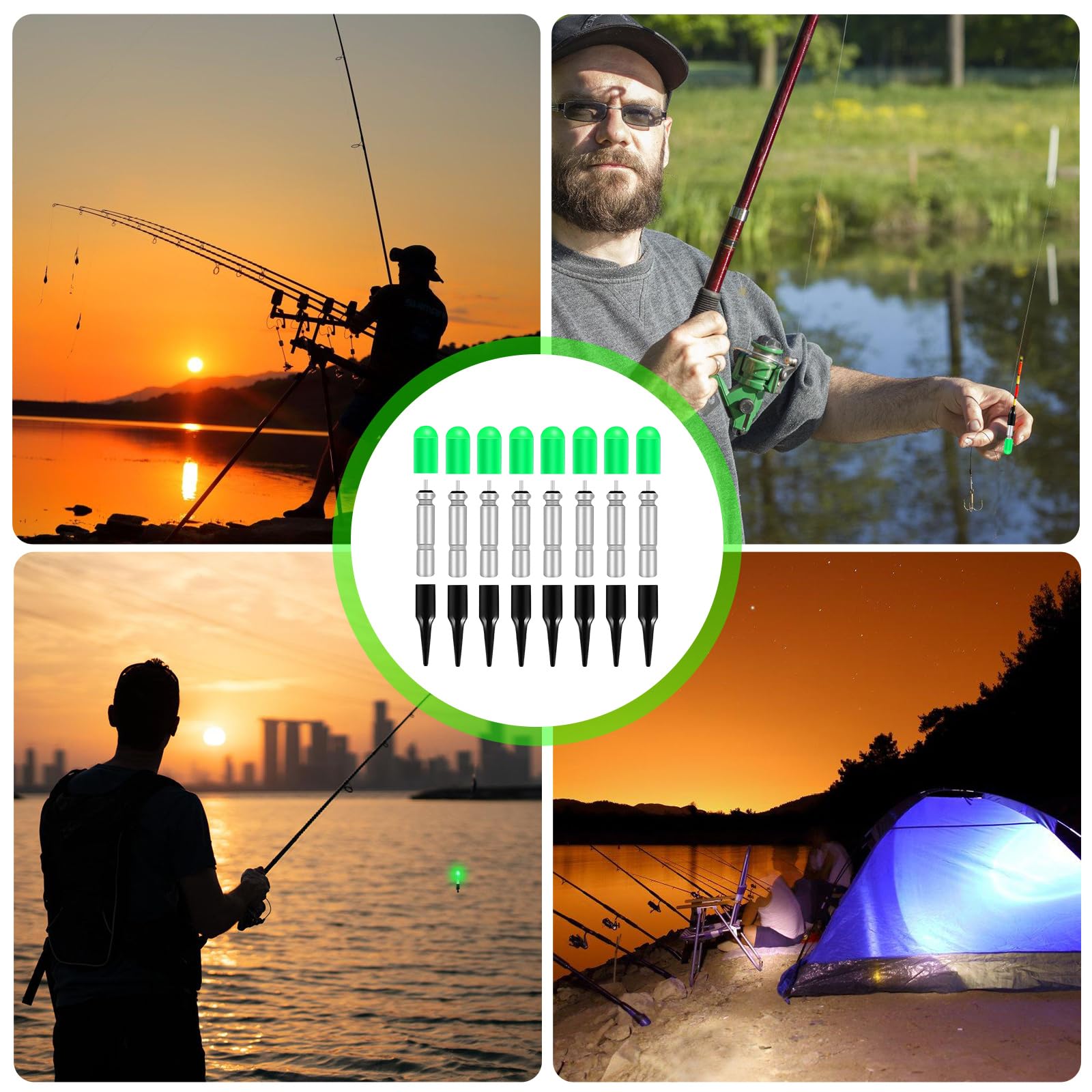 Bordeag 8 Pezzi di Galleggianti Led per Pesca, Luci per Canne da Pesca Notturna, Galleggianti Led per Pesca, Caricabatterie per Galleggianti da Pesca, Luci Led per Pesca Notturna, Galleggianti per