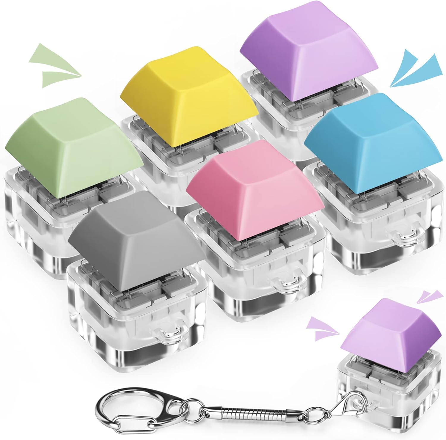 Boxgear 6 Pieces Keyboard Fidget Keychain Clicker Fidget