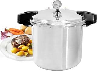 MegaChef 24 Quart Aluminum Stovetop Pressure Cooker - Induction Gas Compatible, Large Family Capacity