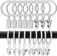 Vista 15 de Paquete de 100 anillos de cortina con clips, ganchos de anillos de clip de cortina, clips colgadores de lazos para colgar cortinas, drapeados