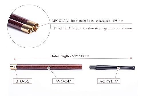 Miniatura 3 de Dr. Watson - Soporte de madera para cigarrillos de 6.7 pulgadas de largo, se adapta a cigarrillos extra delgados, estilo Audrey Hepburn, acabado