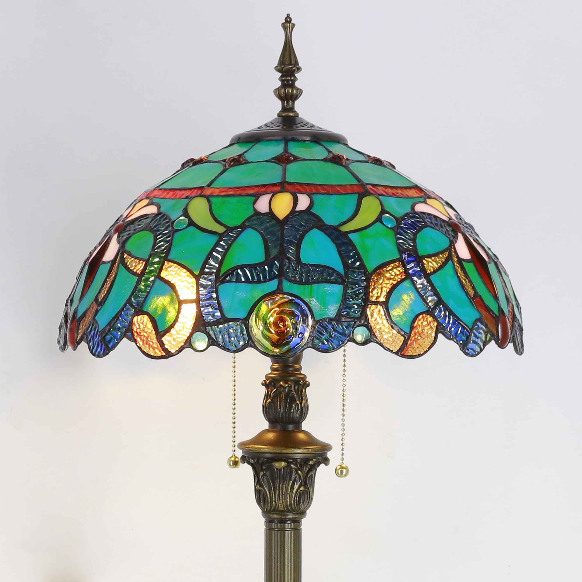 ZJART Tiffany Floor Lamp Stained Glass Dragonfly Style 16X16X70