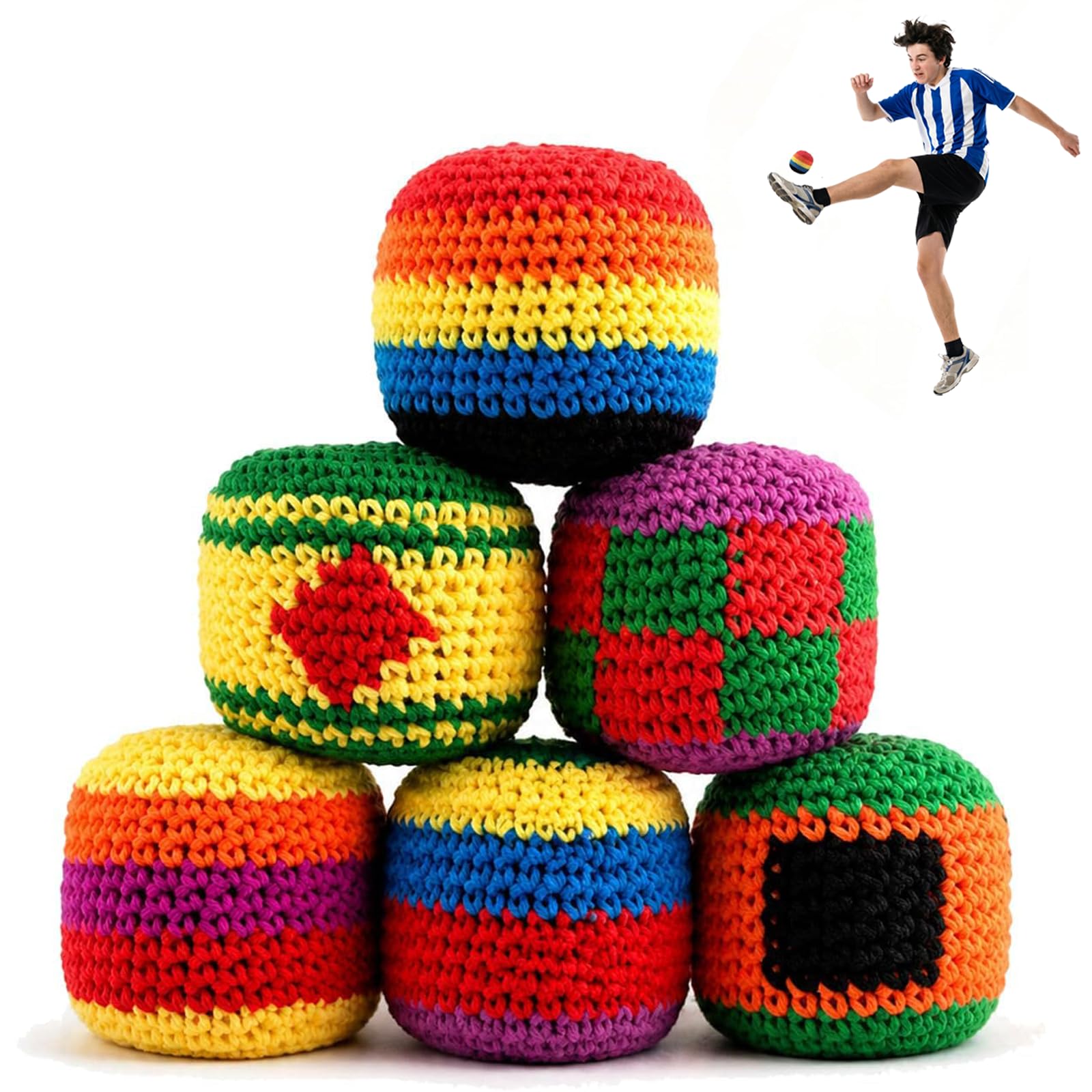 Photo 1 of ***MAJORITY OF BAGS MISSING BEADS FOR INSIDE*** Chronelithica Hacky Footbag Sack Set,Soft Kick Sack Balls for Adults & Beginners,Durable Juggling & Outdoor Game,Portable Fun for Beach, Camping, Backyard & Summer Party