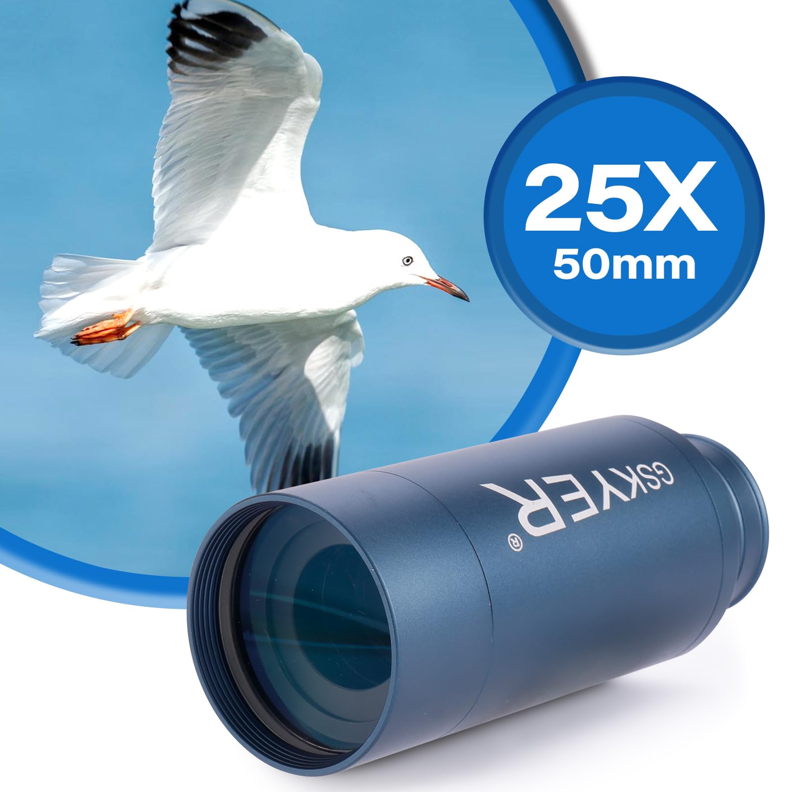 Télescope monoculaire 25 x 50 pour adultes haute puissance : zoom HD compact pour homme, cadeaux cool gadgets avec prisme BAK4 et lentille FMC, jumelles pirates pour enfants, chasse et camping