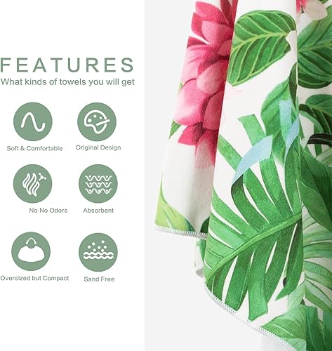 Miniatura 10 de Lokigo Blue Turtle - Toalla de playa de microfibra de gran tamaño, sin arena, suave para baño, camping, natación, piscina, gimnasio, yoga, toalla