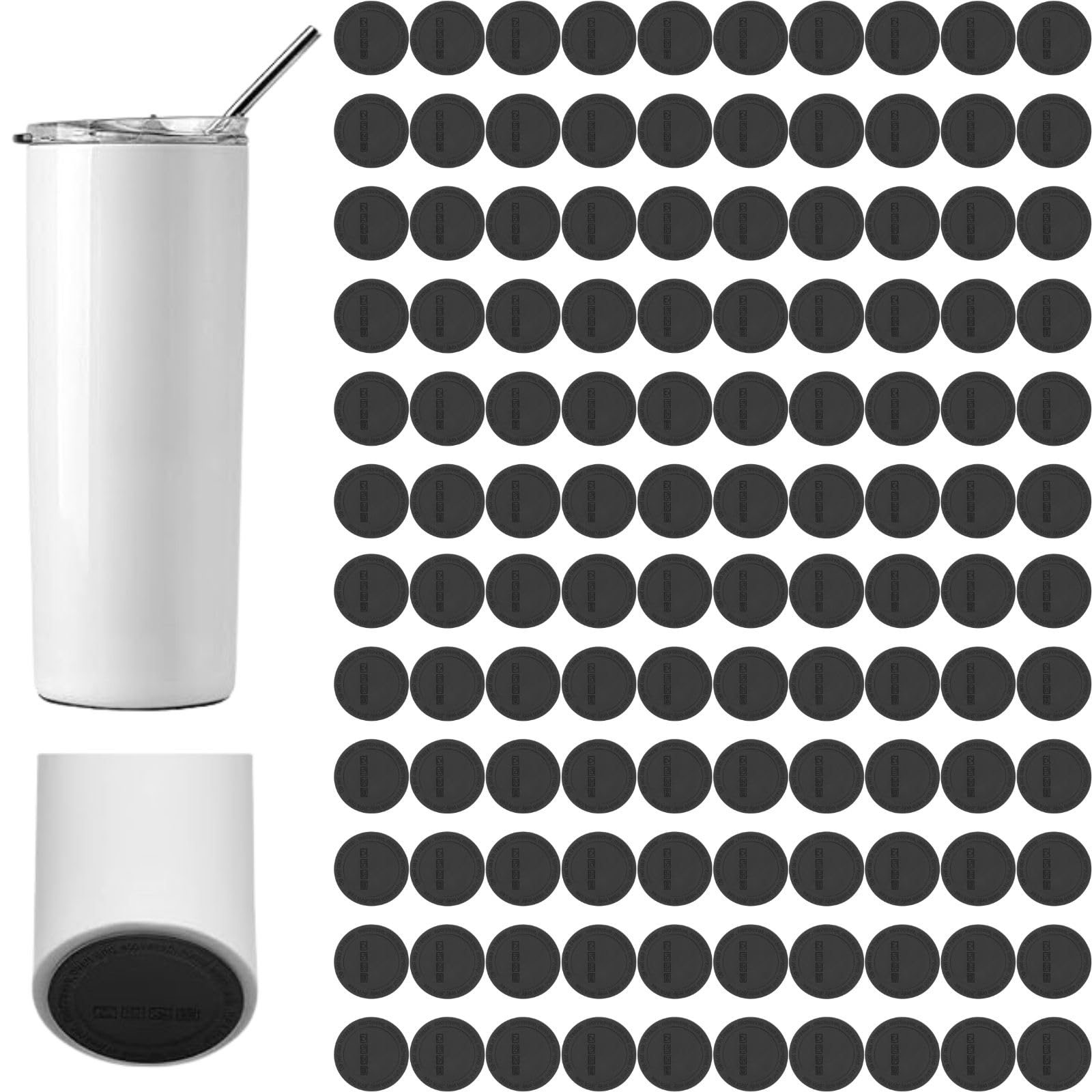 Rubber Bottoms for Sublimation Tumblers Protective Anti-Slip Silicone Bottom with Adhesive, Non-Slip Silicone Coaster Rubber Bottom for Wine Tumblers, Skinny Straight Tumblers, and Mason Jars (120Pcs)