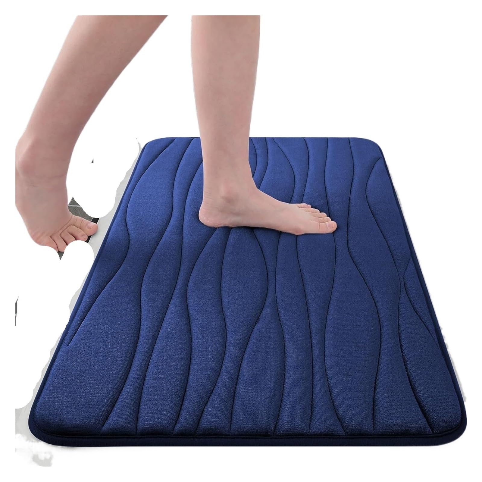 Generico Tappeto da bagno morbido assorbente in memory foam, spesso, in velluto corallo, antiscivolo, for il per Vasca da Bagno e Doccia(Blue,50x80cm)