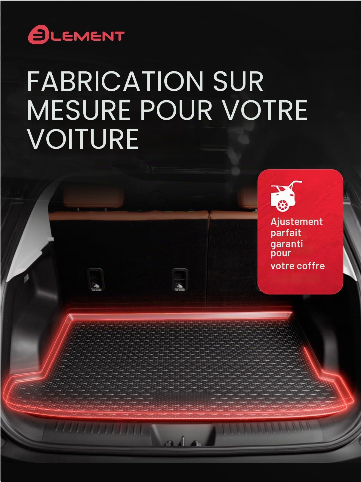 Element Tapis de Coffre Voiture en TPE pour VW Golf VI 2008-2012 | Roue de Secours Pleine | Protection de Coffre, Tapis de Coffre sur Mesure