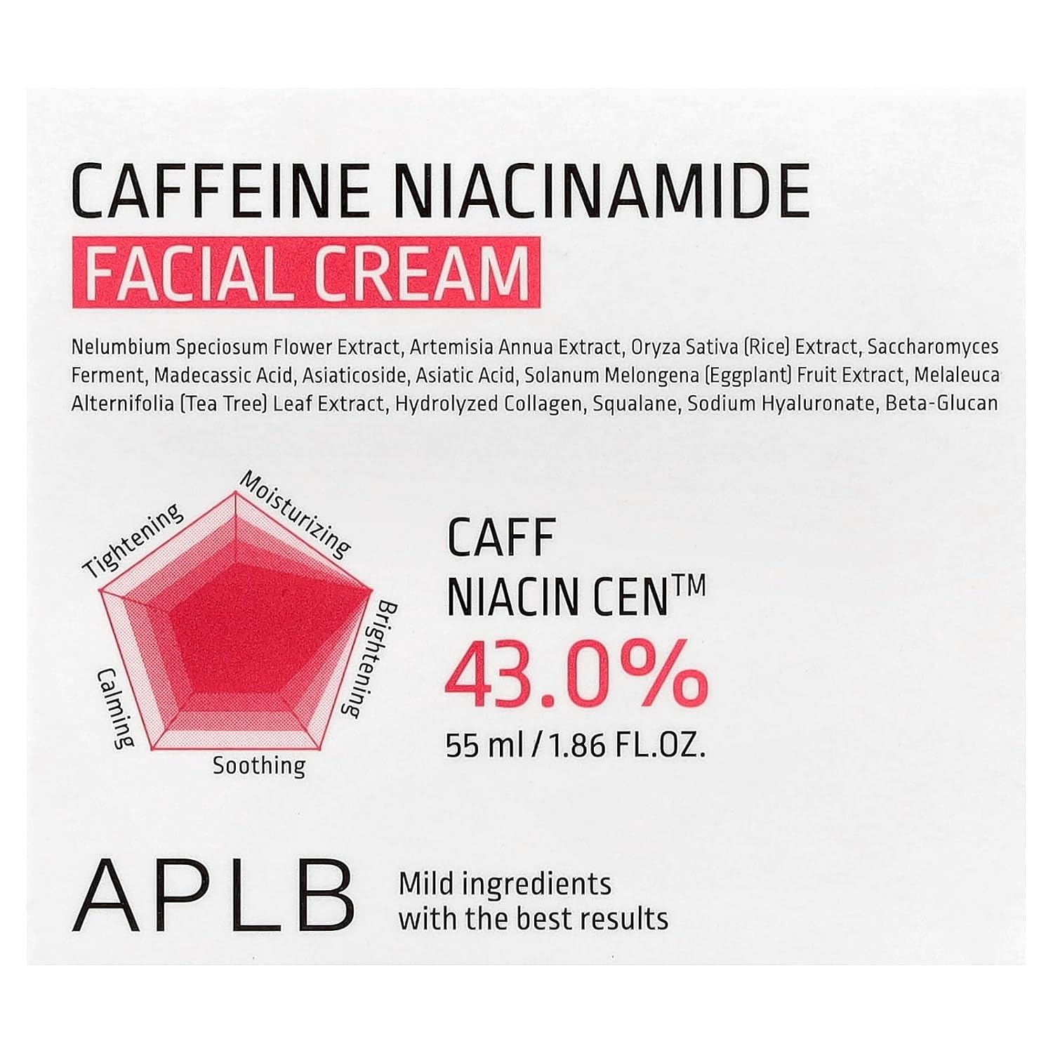 APLB Caffeine Niacinamide Facial Cream | CAFF NIACIN CEN™ 43.0% 1.86 FL.OZ/Korean Skincare, Pore care, Deep hydration & Soothing, Elasticity care - Image 2