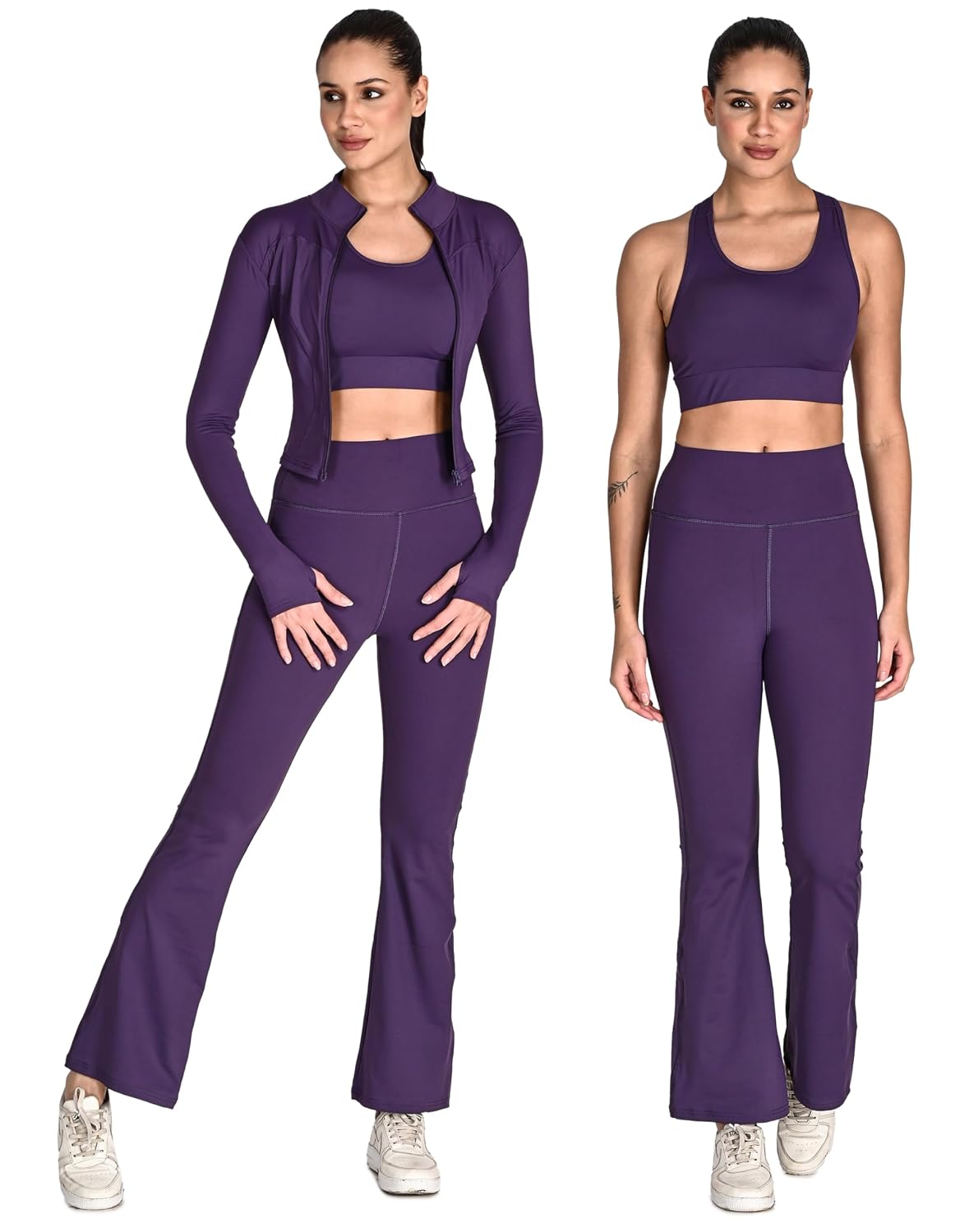 SSoShHub High Waist Stretchable Gym Flair Pant, Stylish Bra and Jacket Gym wear/Active Wear Yoga Flair Pants Dance Womens ... - Review, Price and Buying Guide