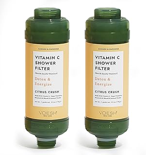 VOESH Vitamin C Shower Filter Duo, Citrus Crush, Shower Aromatherapy, Water Purifier, Water Softener, Vegan Probiotics, Spa Shower Head, Water Filter, Shower Self-Care