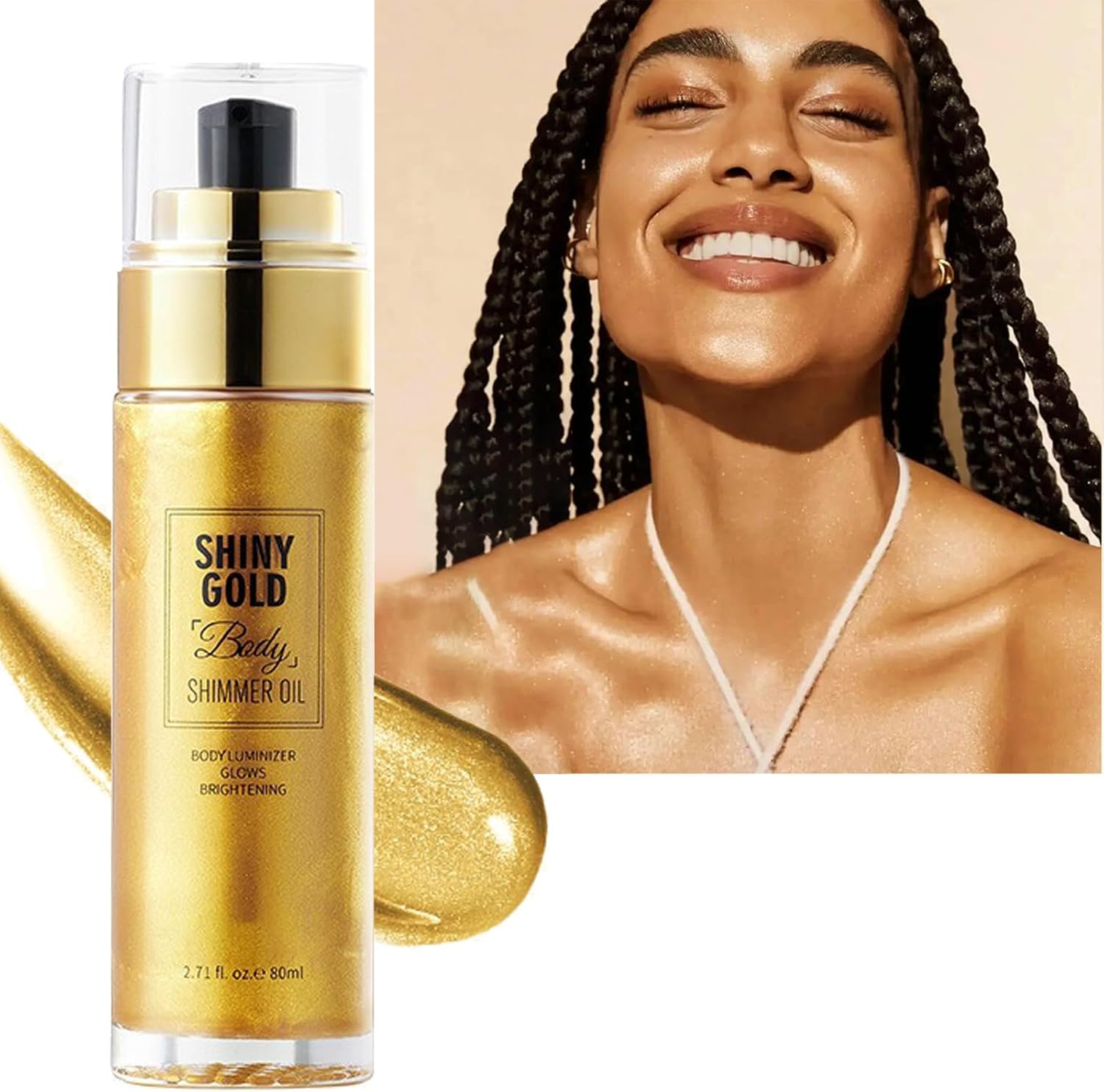 Body Luminizer, vloeibare bronzer highlighter, lichaamshighlighter-vloeistof, lichtgevende highlight-olie, voor gezicht, lichaam, benen, lichtgevende make-up, shimmer body crème (glanzend goud)