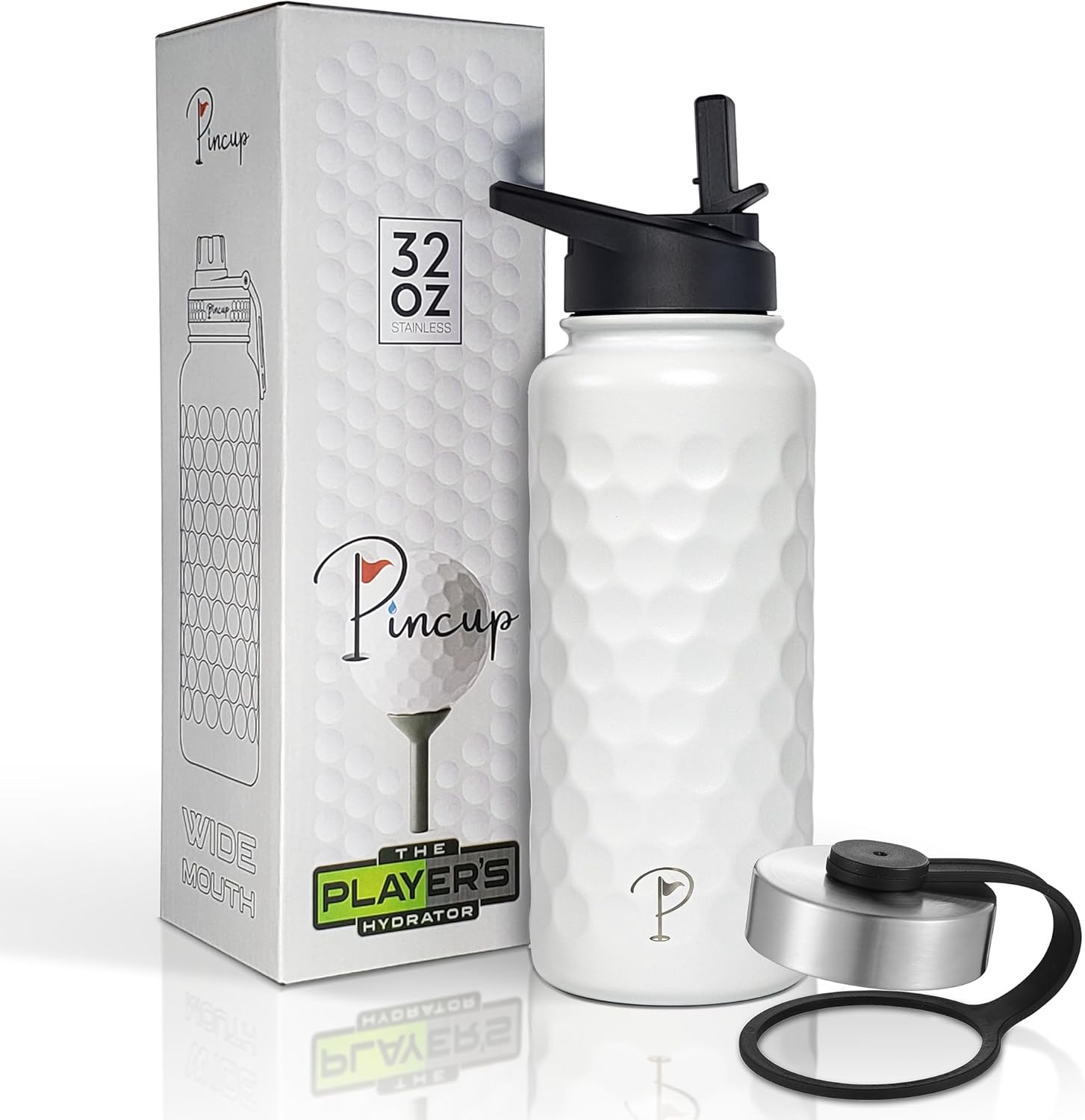 PINCUP Golf Ball Water Bottle, Golf Ball Dimple Textured