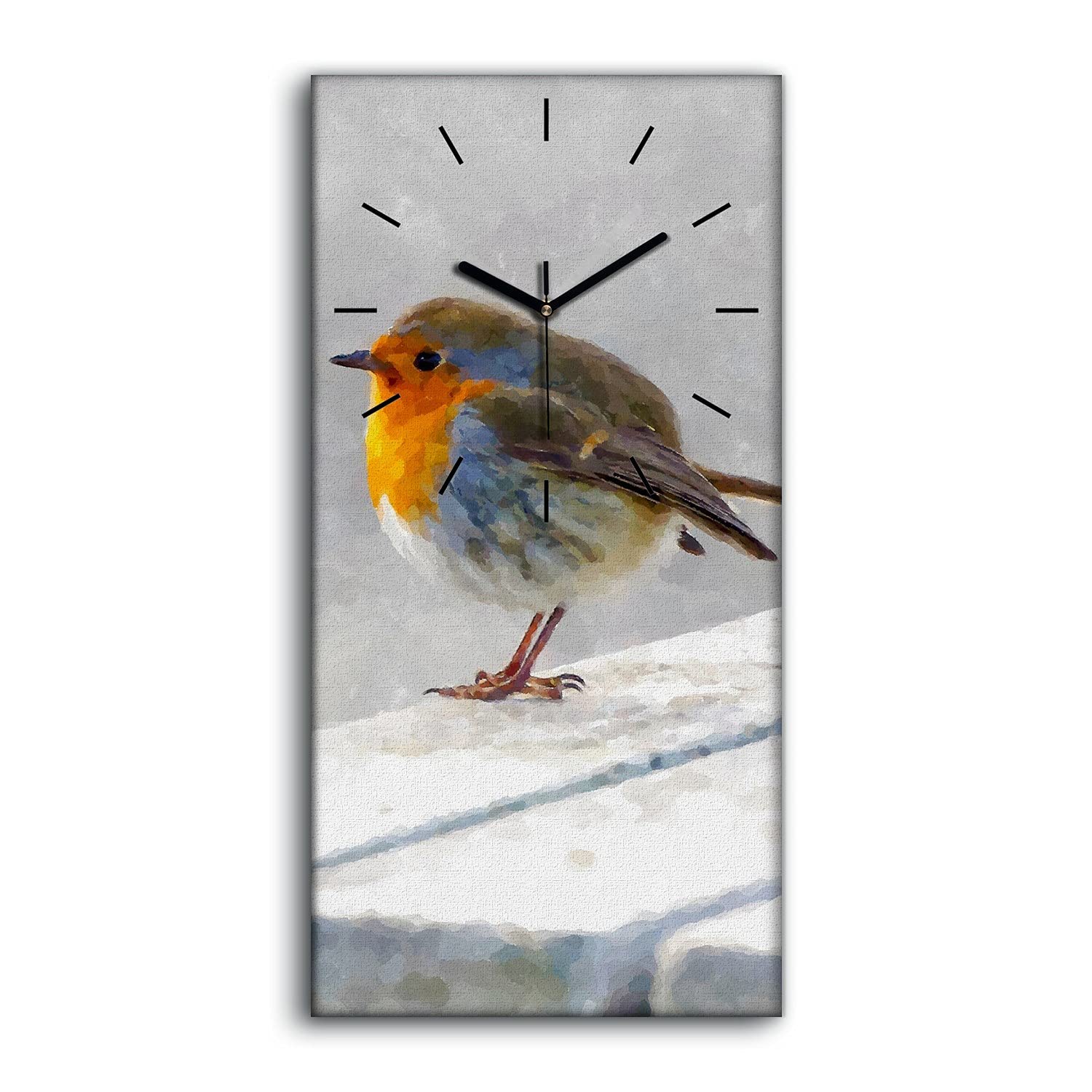 Horloge sur toile silencieuse pour chambre sans tic-tac 30x60cm oiseau