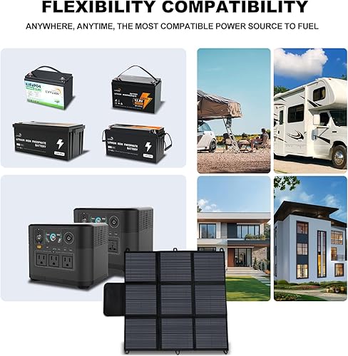 Miniatura 5 de LVYUAN Panel solar portátil de 300 W, panel solar plegable de tamaño de almohada de 20 V, impermeable IP65, eficiencia mejorada del 23% para