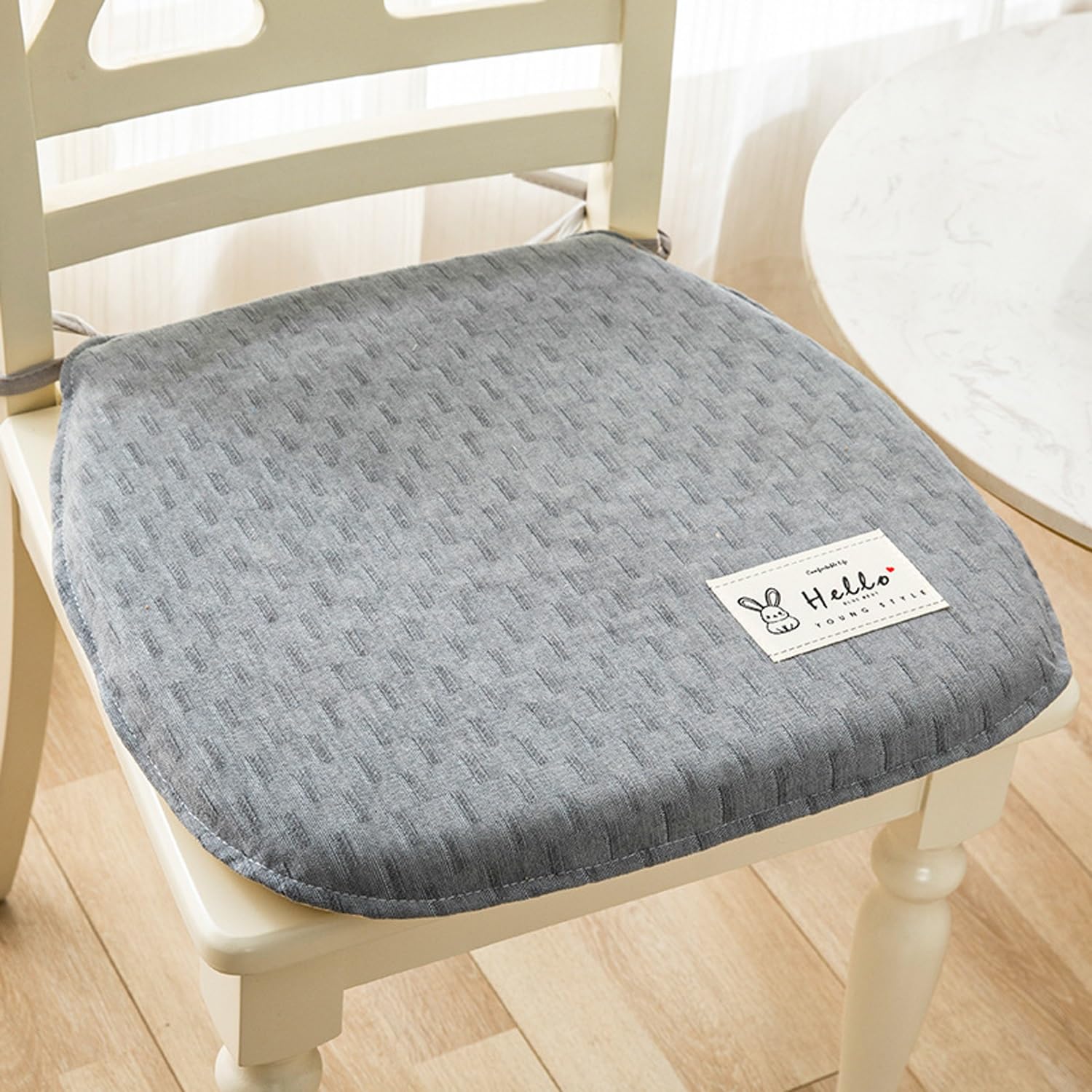 Pack 6 Cojines para Silla De Cocina con Correas De Sujeción,Cojines En Forma De U para Silla,Cojines De Asiento Cómodos Antideslizantes Lavable,Lino Grueso(#1,36x38x4cm(4pcs))