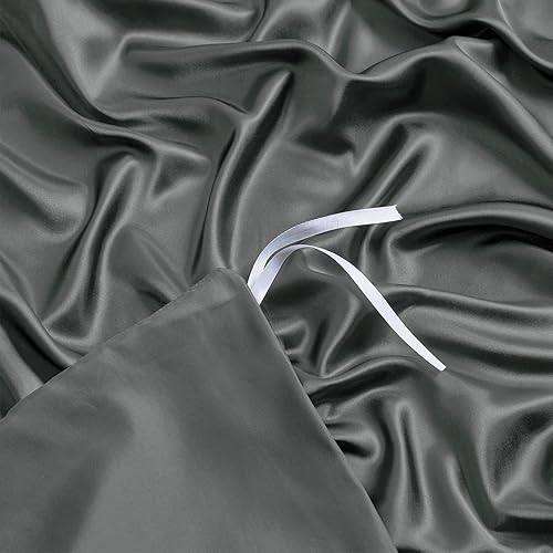 Miniatura 5 de NSGZ Funda de edredón de satén de 60 x 80 pulgadas para manta con peso, lujosa y sedosa funda de manta de satén extraíble con 8 lazos de cierre