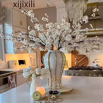 Amazon.com: XIJIXILI Ginger Jar 18 inch White and Gold Vase