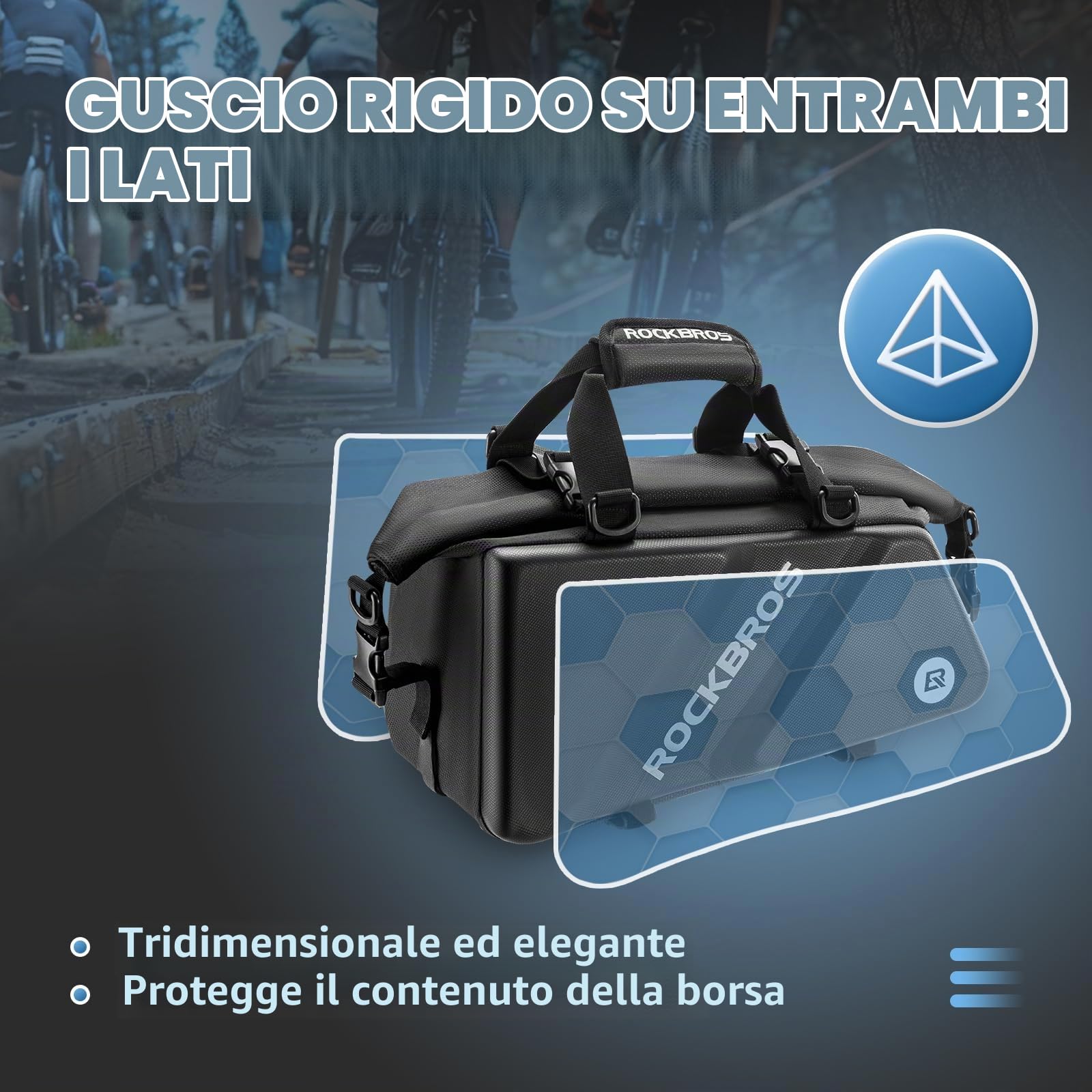 ROCKBROS Borsa Bici Posteriore, Borsa per Portapacchi Bici, Bagagli per Bicicletta, Borsa Posteriore MTB, Borsa Multifunzionale Ciclismo, Grande Capacità 11.6L