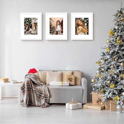 Miniatura 8 de Golden State Art, Marco de fotos de madera real de 11 x 14 pulgadas, tapete blanco para fotos de 8 x 10 pulgadas, montaje en pared, verticalpaisaje,