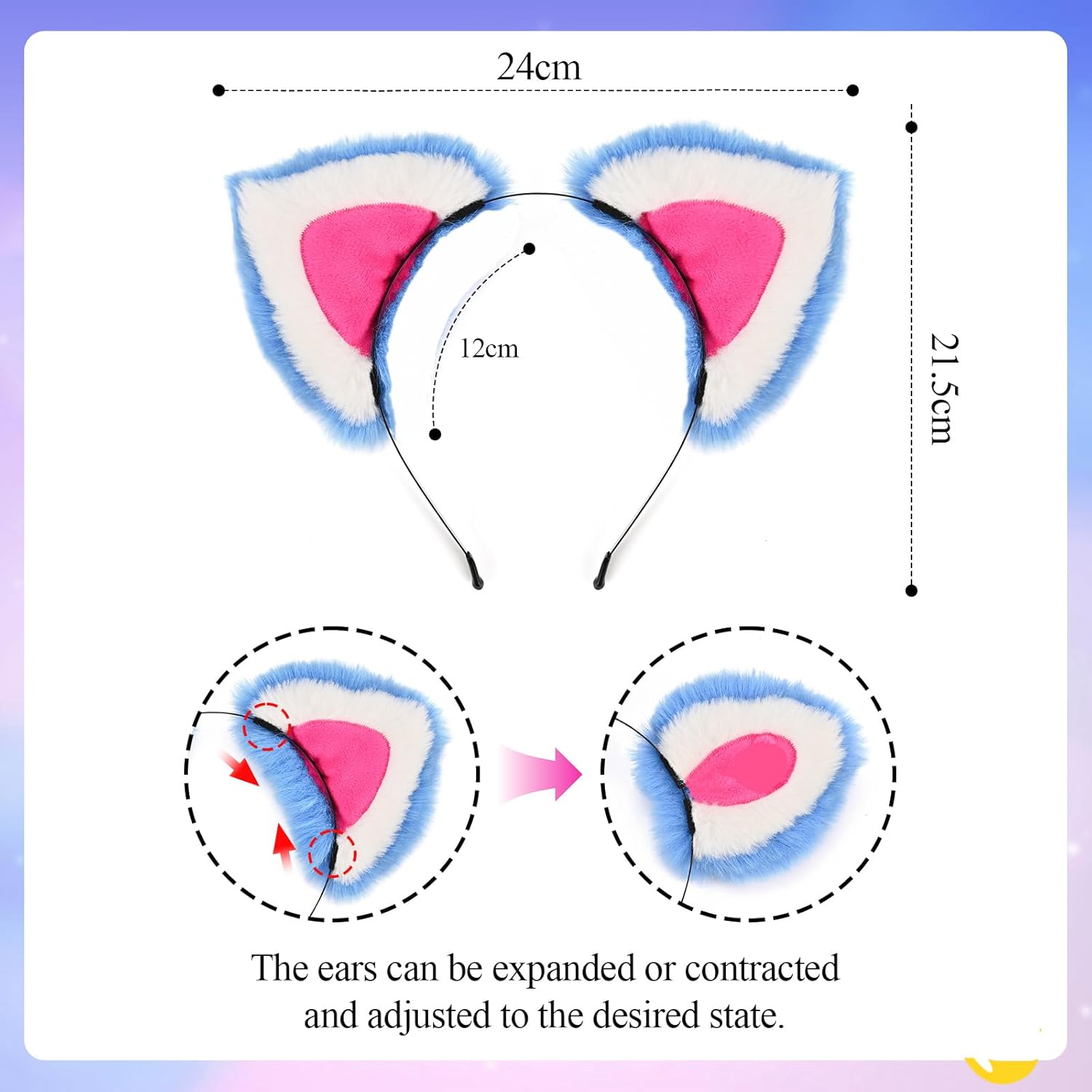 Tiger Ears Headband Tiger Costume Accessories Halloween Costume party Cosplay（Blue） - Image 3