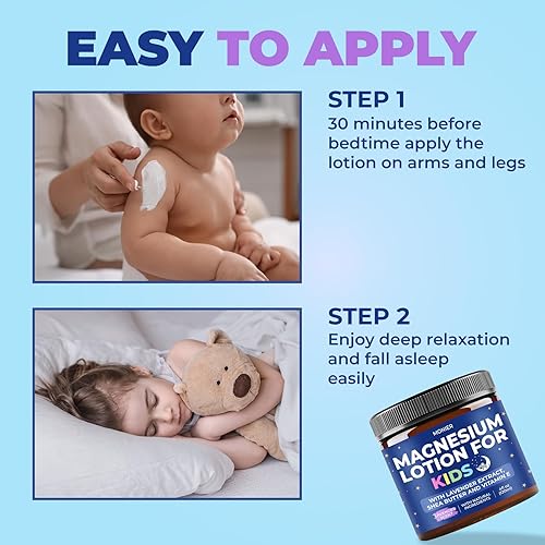 Miniatura 5 de Loción de magnesio para niños, crema relajante de magnesio con lavanda, manteca de karité, aloe vera, ingredientes 100% naturales (4 onzas, sin