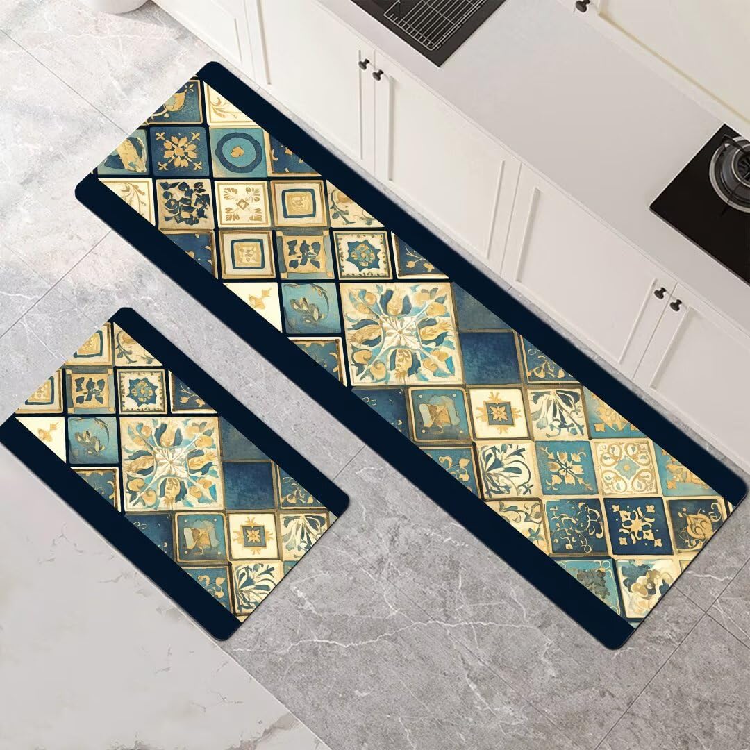 Alfombras de cocina de 2 piezas 100x160+100x300 cm de diseño moderno y alta absorción
