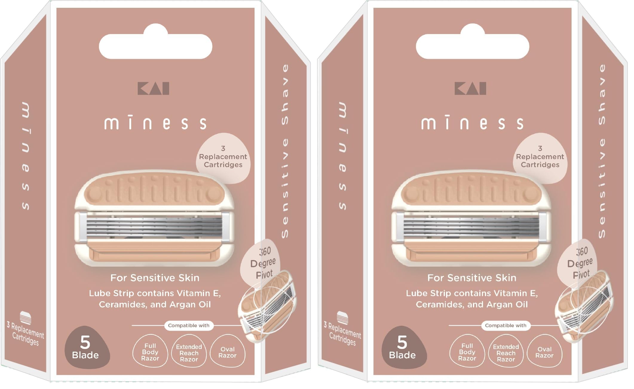 Kai Miness 5 Blade Razor Refill Cartridges Gentle Beauty Groomer for Hair Removal Ideal for Sensitive Skin Japanese