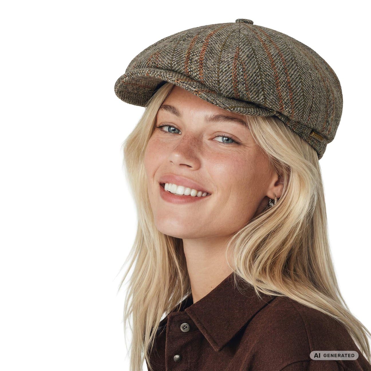 Stetson Hatteras Herringbone Stripe Flatcap Herren Made in EU Herbst Winter
