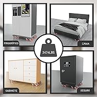 Vista 6 de Carretilla elevadora más grande para muebles con 5 ruedas de acero al carbono, elevador de muebles con 5 ruedas universales de goma giratorias 360