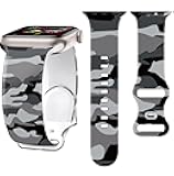 SIBOYL Silicone Band fits Apple Watch Bands for Men Women 46mm 45mm 44mm 49mm (42mm Series 3/2/1), Fashion Cool Camo Spor iWatch Bands for Apple Watch Series 10 Band SE 9 8 7 6 5 4 3 Ultra 2 1-Black